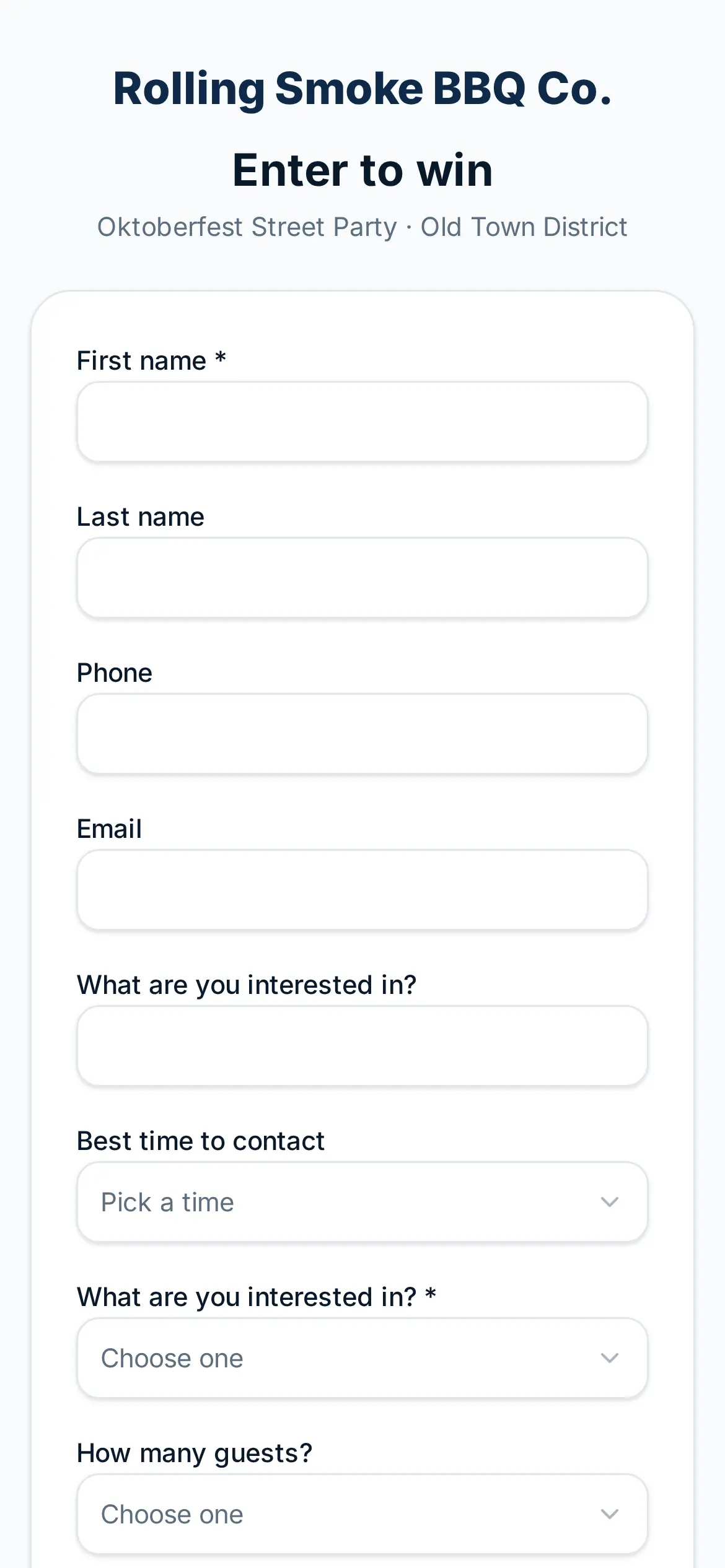 BoothCatch mobile QR sign-up page on a phone